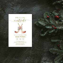 Winter All Stars Bow Hockey Girl Baby Shower 招待状