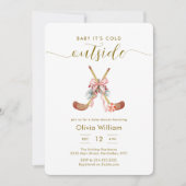 Winter All Stars Bow Hockey Girl Baby Shower 招待状 (正面)