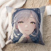 Winter angel throw pillow クッション (ブランケット)