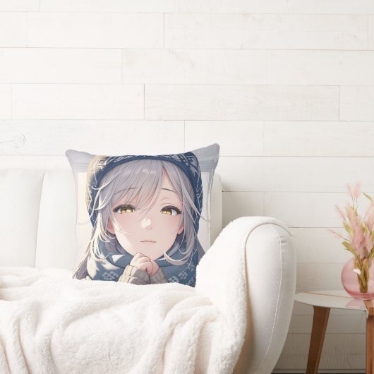 Winter angel throw pillow クッション (ソファ)