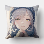 Winter angel throw pillow クッション (裏面)