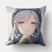 Winter angel throw pillow クッション (正面)