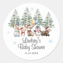 Winter Animal Baby Shower ラウンドシール