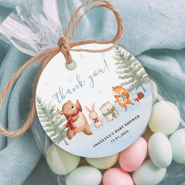 Winter Animals Woodland Baby Shower Thank You フェイバータグ