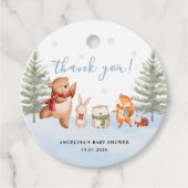 Winter Animals Woodland Baby Shower Thank You フェイバータグ (正面)