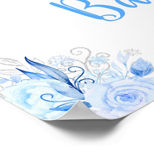 Winter Arctic Animals Baby Shower Welcome ポスター (角)