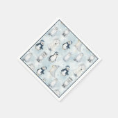 Winter Arctic Animals Cute Penguin & Polar Bear スタンダードカクテルナプキン (角)
