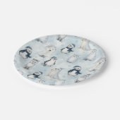 Winter Arctic Animals Cute Penguin & Polar Bear ペーパープレート (アングル)