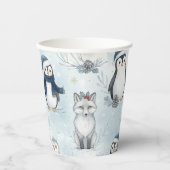 Winter Arctic Animals Cute Penguin & Polar Bear 紙コップ (正面)