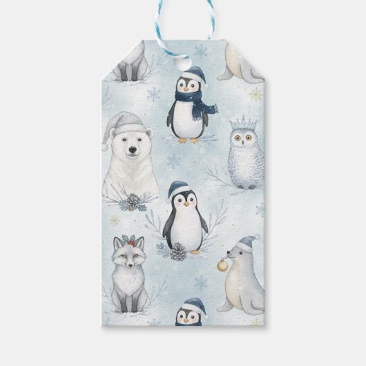 Winter Arctic Animals Cute Polar Animals Christmas ギフトタグ (正面)