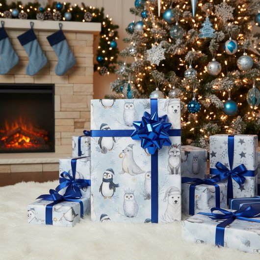 Winter Arctic Animals Cute Polar Animals Christmas ラッピングペーパー