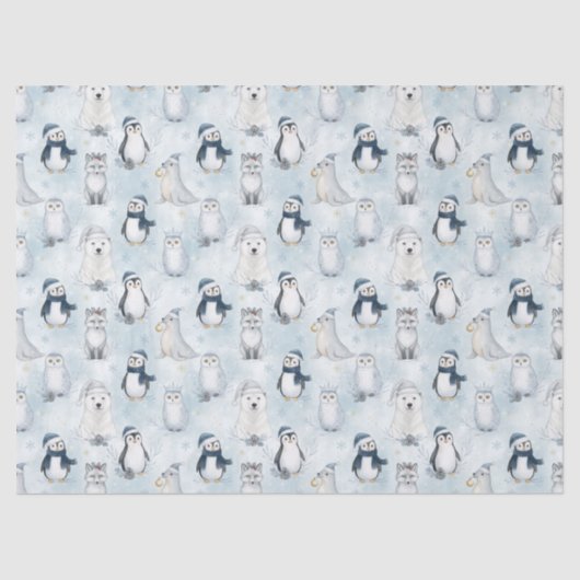 Winter Arctic Animals Cute Polar Animals Christmas 薄葉紙 (正面)