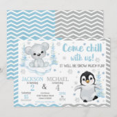 Winter Arctic Animals Joint Birthday 招待状 (正面/裏面)