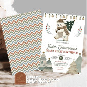 Winter Arctic Beary First Birthday Invitation 招待状