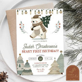 Winter Arctic Beary First Birthday Invitation 招待状