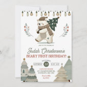 Winter Arctic Beary First Birthday Invitation 招待状 (正面)