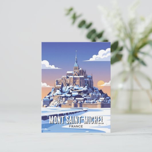 Winter at Mont Saint-Michel ポストカード (スタンド正面)
