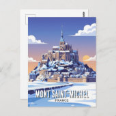 Winter at Mont Saint-Michel ポストカード (正面/裏面)