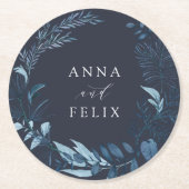 Winter Azureパーソナライズされた結婚の ラウンドペーパーコースター (正面)