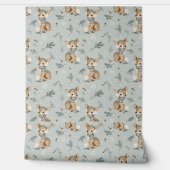 Winter Baby Deer with Earmuffs Snowflakes and Pine 壁紙 (ほどく)