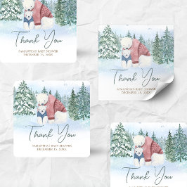 Winter Baby It's Cold Outside Baby Shower スクエアシール