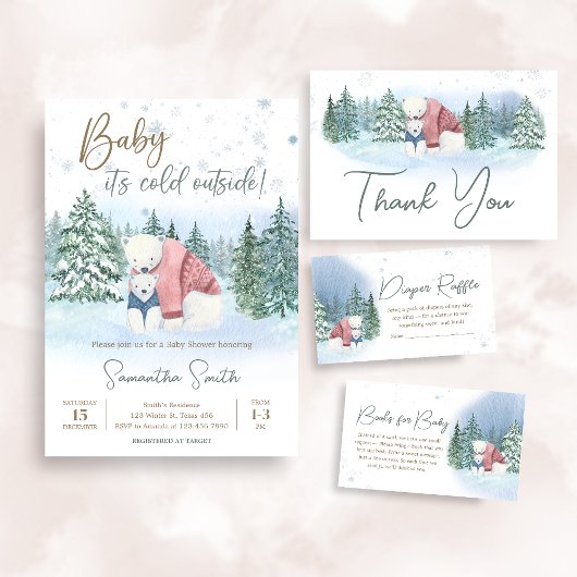 Winter Baby It's Cold Outside Baby Shower 招待状