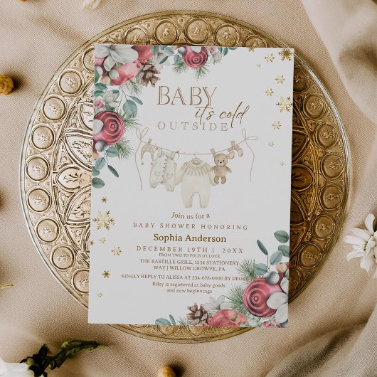 Winter Baby it's Cold Outside Christmas Shower 招待状