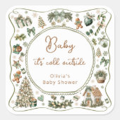 Winter Baby its Cold Outside Winter Baby Shower  スクエアシール (正面)