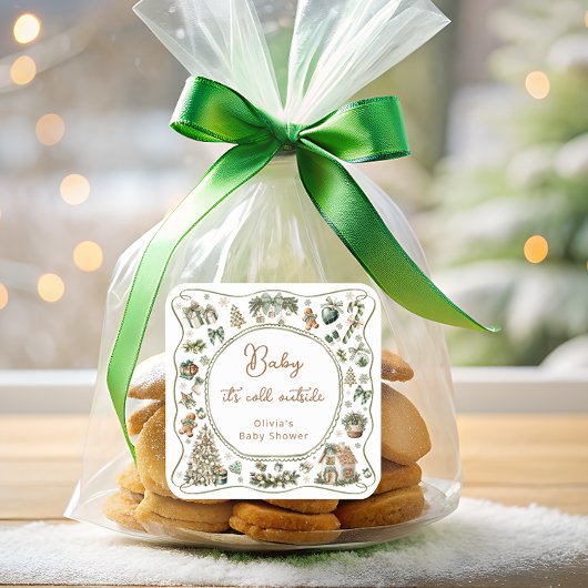 Winter Baby its Cold Outside Winter Baby Shower  スクエアシール