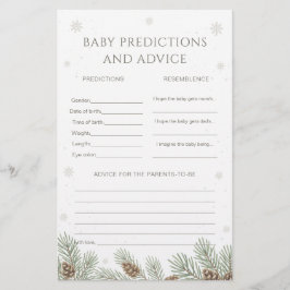 Winter Baby Shower Baby Predictions & Advice Game