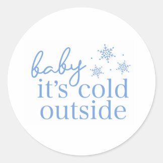 Winter Baby Shower Blue Baby It's Cold Outside ラウンドシール