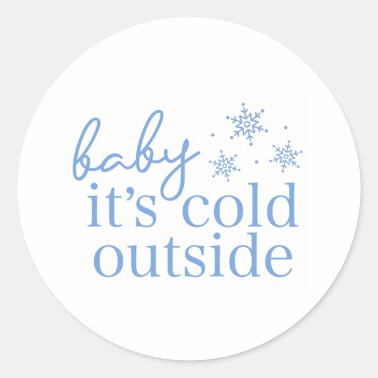 Winter Baby Shower Blue Baby It's Cold Outside ラウンドシール (正面)