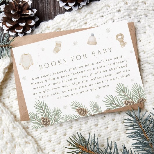 Winter Baby Shower Books for Baby エンクロージャーカード