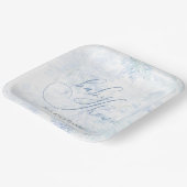 Winter Baby Shower Boy Blue Snowflake ペーパープレート (傾斜あり)