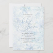 Winter Baby Shower Boy Blue Snowflake 招待状 (正面)