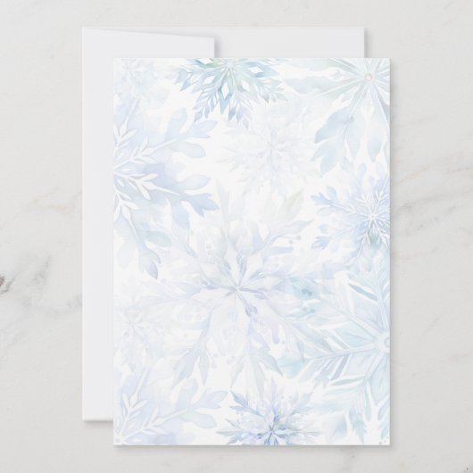 Winter Baby Shower Boy Blue Snowflake 招待状 (裏面)