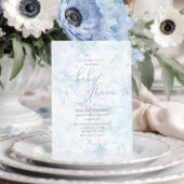 Winter Baby Shower Boy Blue Snowflake 招待状