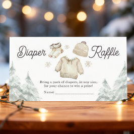 Winter Baby Shower Cold Outside Snow Diaper Raffle エンクロージャーカード