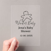 Winter baby shower cookie black scribble hand-draw アクリル招待状 (インサイチュ (ポータブル))