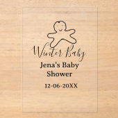 Winter baby shower cookie black scribble hand-draw アクリル招待状 (正面)