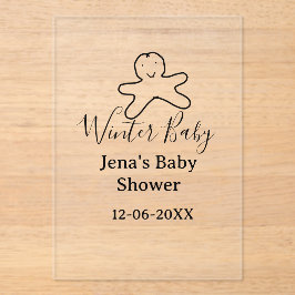 Winter baby shower cookie black scribble hand-draw アクリル招待状