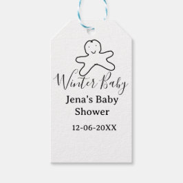 Winter baby shower cookie black scribble hand-draw ギフトタグ