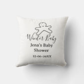 Winter baby shower cookie black scribble hand-draw クッション (裏面)