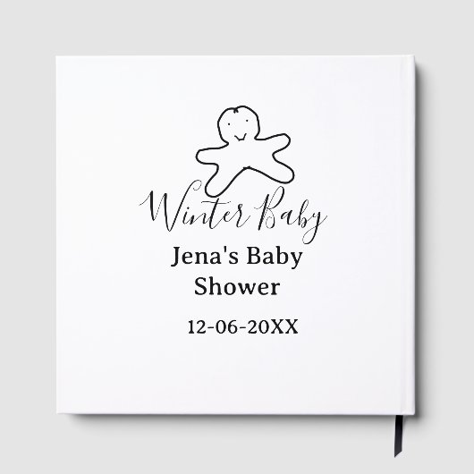 Winter baby shower cookie black scribble hand-draw ゲストブック (裏面)