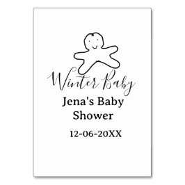 Winter baby shower cookie black scribble hand-draw テーブルナンバー