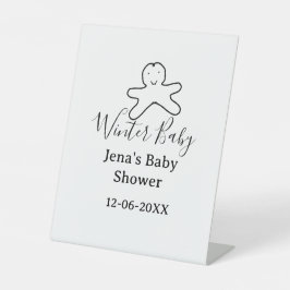 Winter baby shower cookie black scribble hand-draw 台座サイン