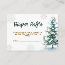 Winter Baby Shower Diaper Raffle エンクロージャーカード