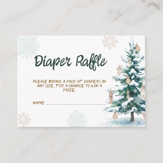 Winter Baby Shower Diaper Raffle エンクロージャーカード (正面)
