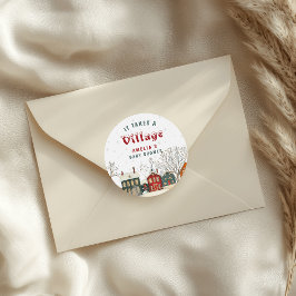 Winter Baby Shower Festive Village Favor  ラウンドシール