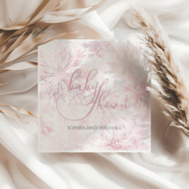 Winter Baby Shower Girl Pink Snowflake スタンダードランチョンナプキン